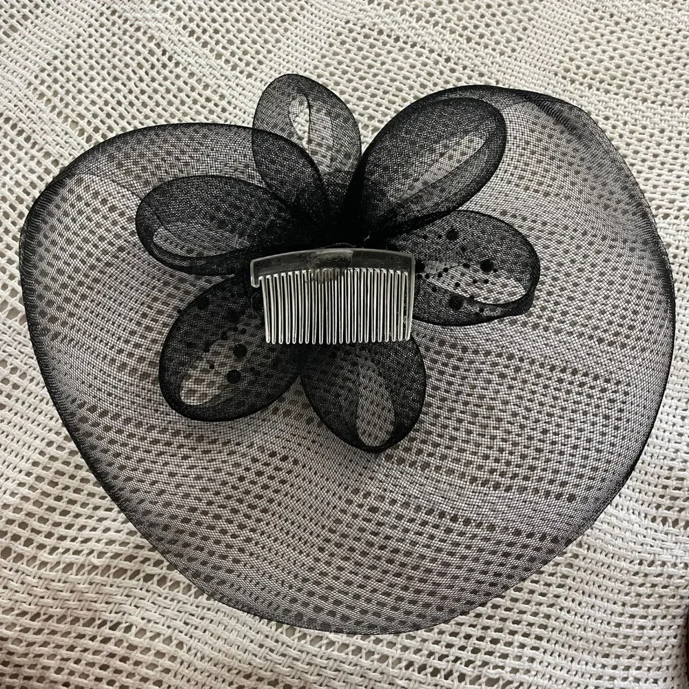 Black Floral Beaded Fascinator Hat Kentucky Derby Wedding Party‎ Races
